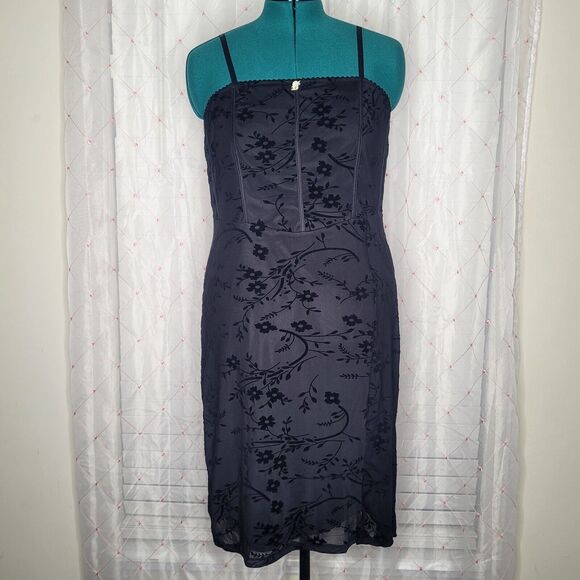 Black Velvet Burnout Floral Whimsigoth Dark Romance Stretch Corset Dress‎ 1X NWT - Picture 1 of 8
